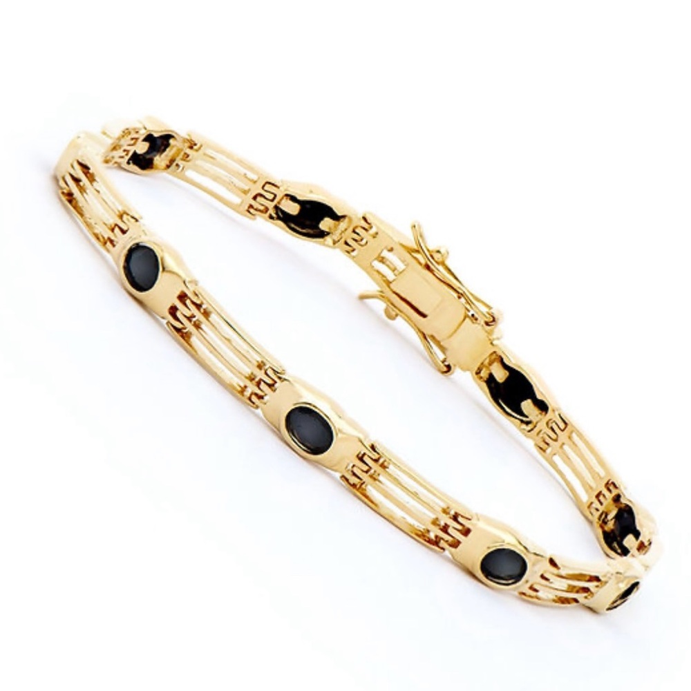 5.65 Cts Natural Black Sapphire 18KGP Women’s Bracelet